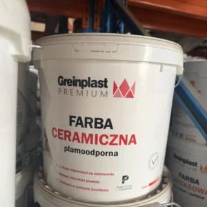Wiadro farby ceramicznej plamoodpornej Greinplast Premium na regale w magazynie hurtowni Szach-Mat w Kłobucku